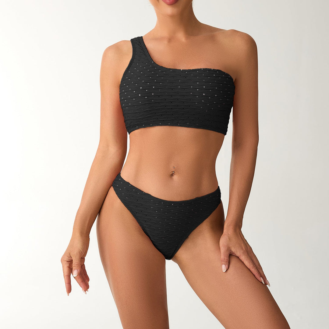 Damen Einseitiger Bikini mit strukturierter Oberfläche Shopnory