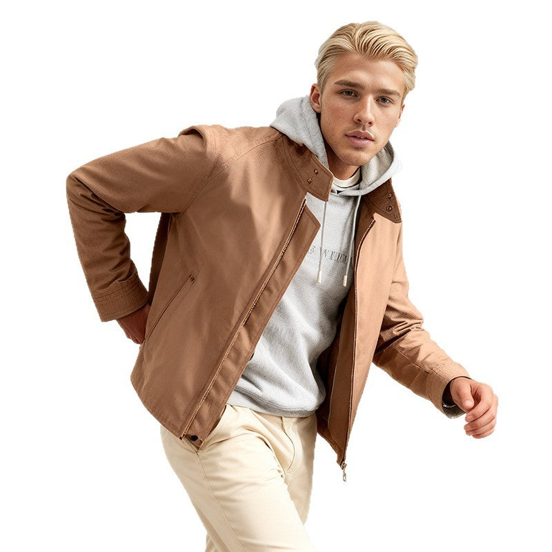 Herren Leichte Bomberjacke mit Cordkragen und Reißverschluss Shop Nory