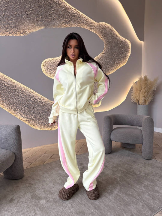 Damen Zweiteiliges Trainingsanzug-Set mit Reißverschlussjacke und weitem Jogginghose Shop Nory
