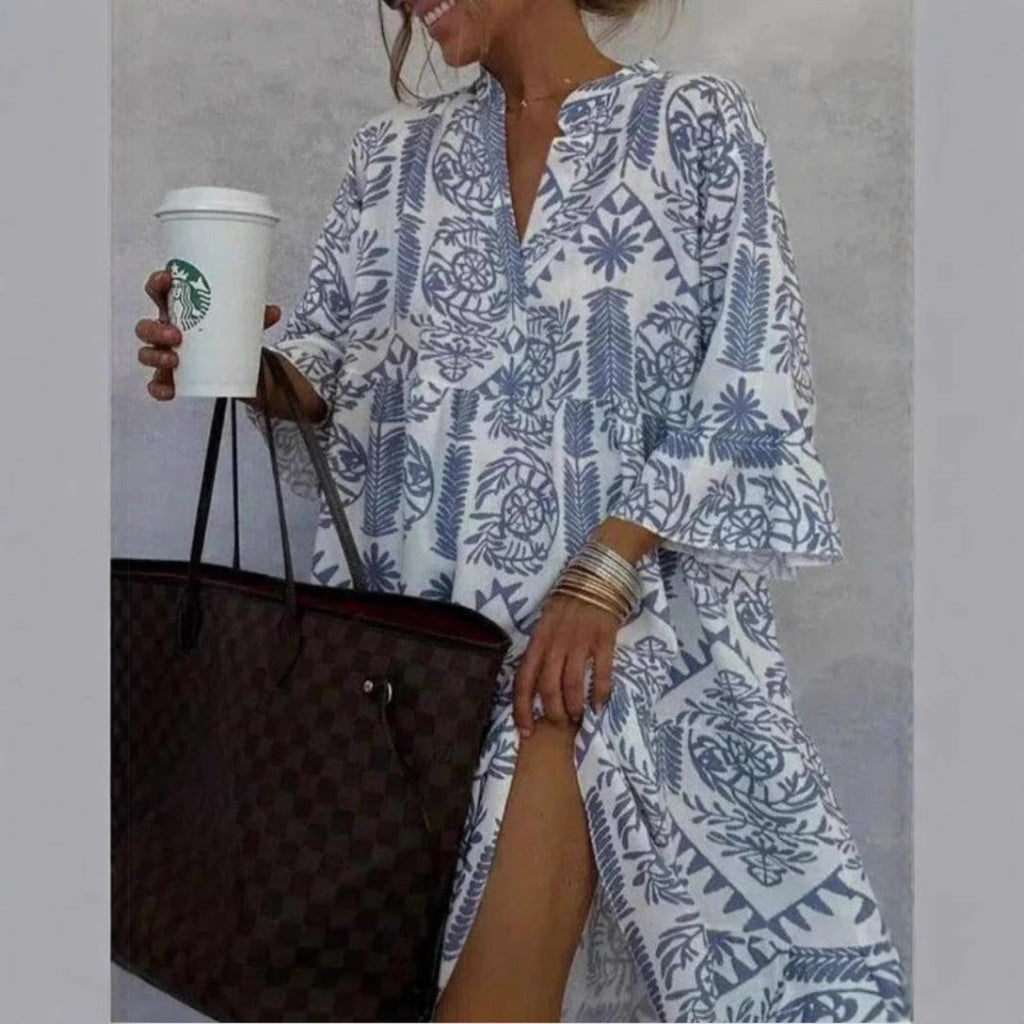 Damen Tunika-Kleid mit floralem Design und lockerer Passform