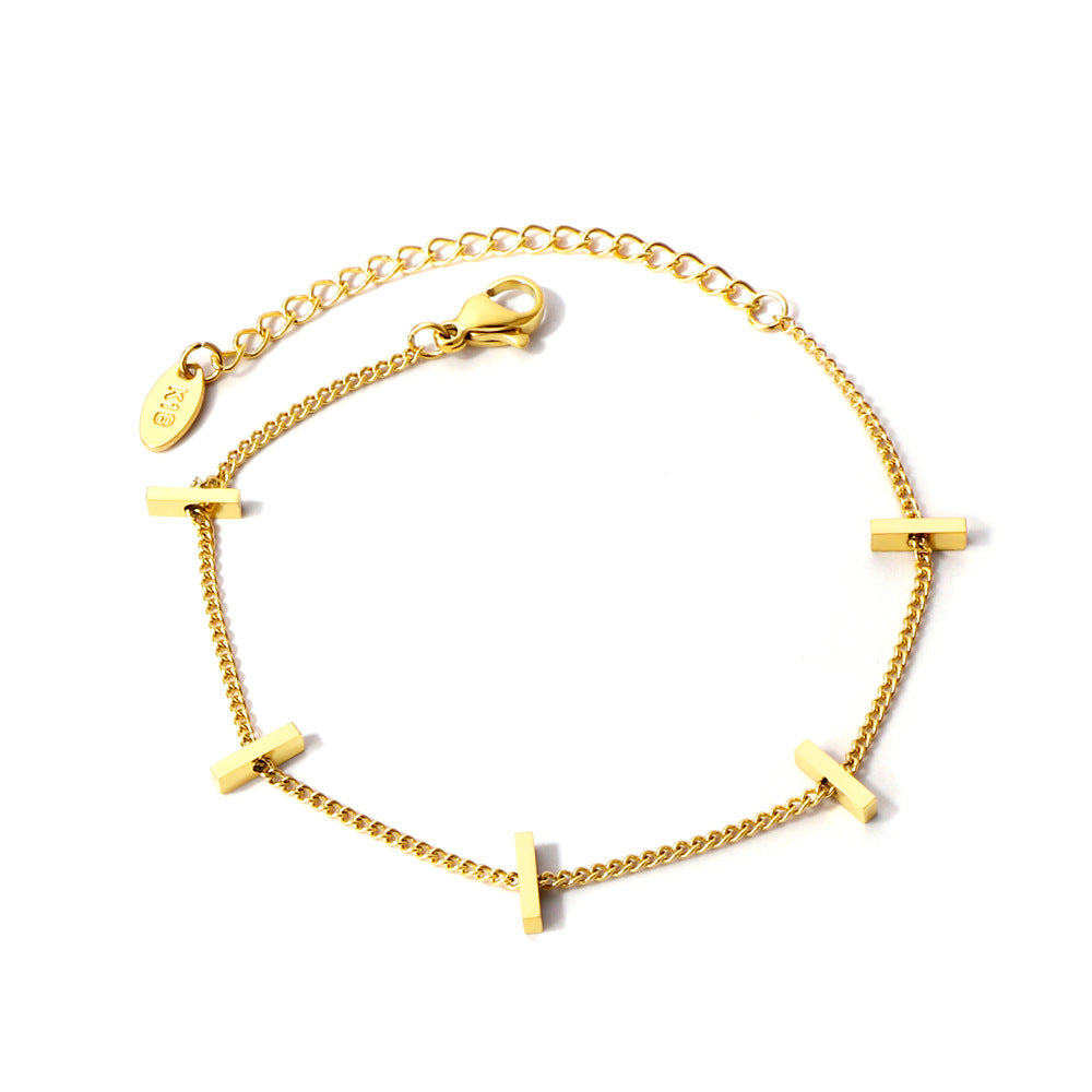 Damen stilvolles Armband aus hochwertigem Edelstahl mit goldenem Kreuzdesign Shop Nory