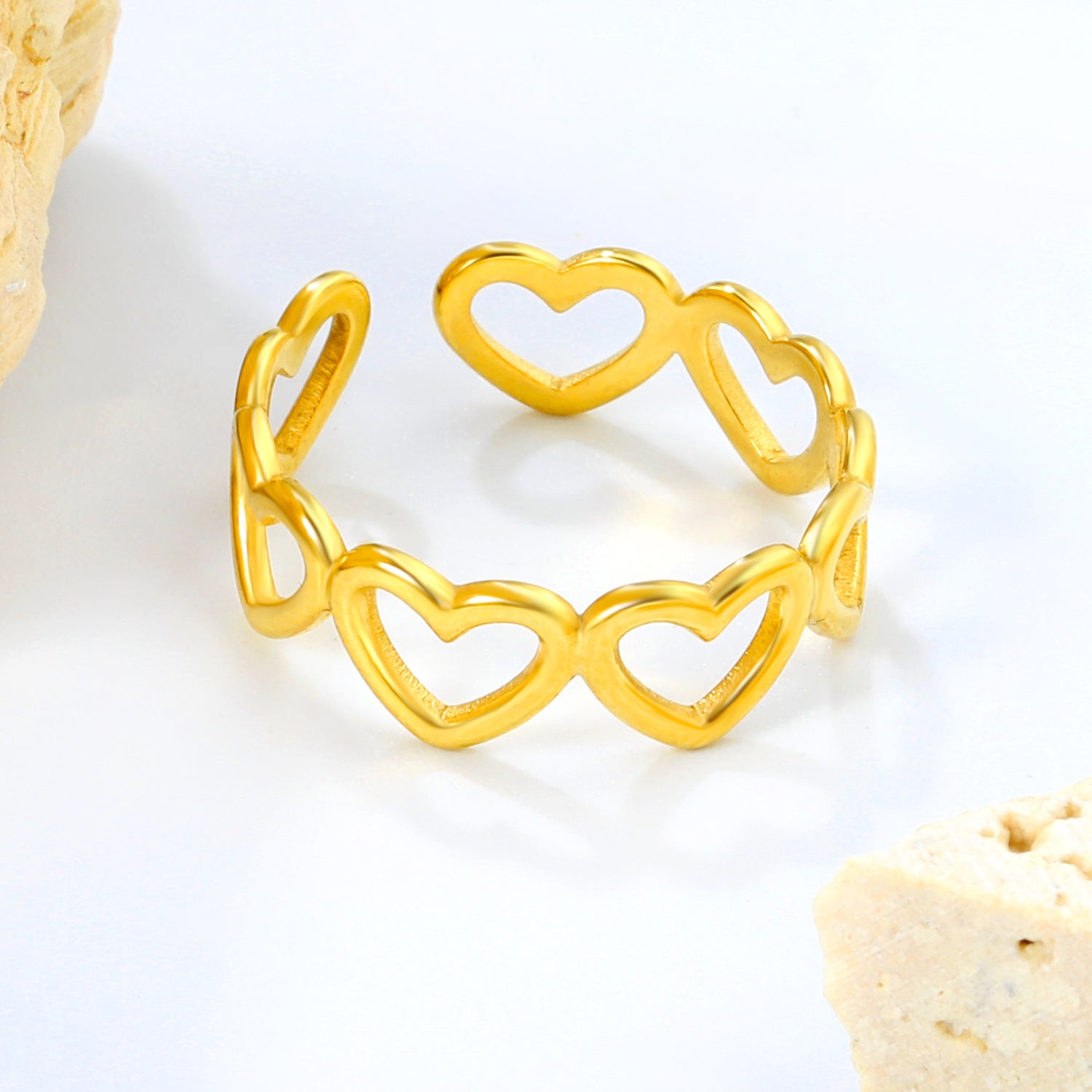 Damen Ring mit Herzen-Design und verstellbarem Format Shop Nory
