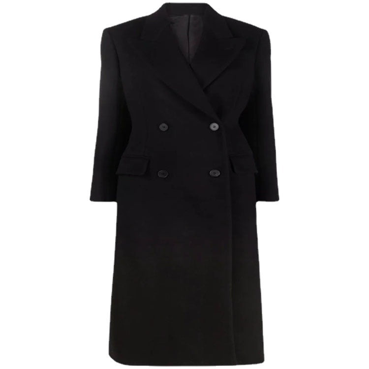 Damen Longcoat im minimalistischen Doppelreiher mit taillierter Silhouette und Pattentaschen Shop Nory