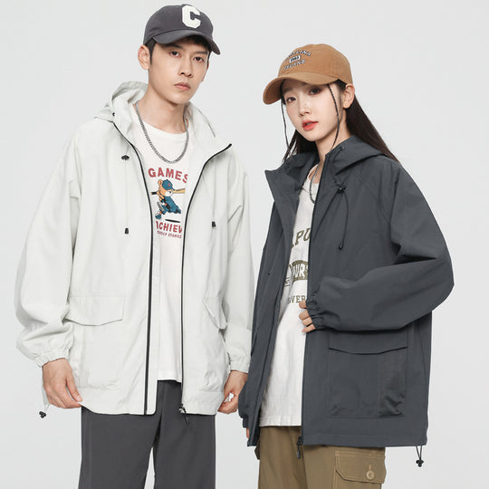 Damen Oversize Windbreaker Jacke mit Kapuze und Cargotaschen Shop Nory