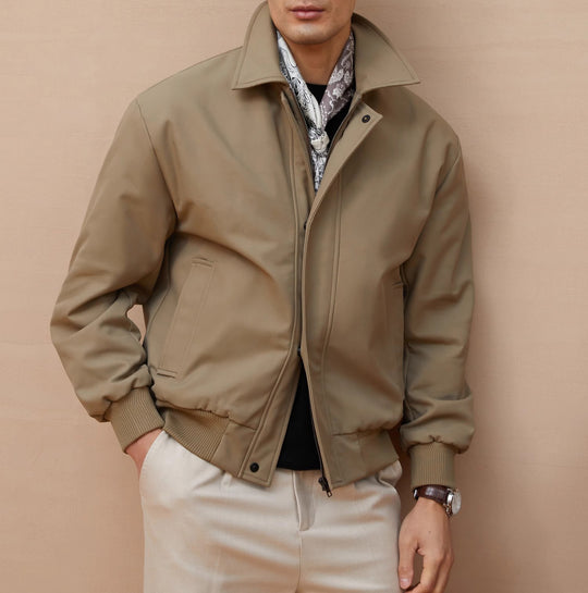 Herren klassische Harrington-Jacke mit Reißverschluss und Rippbündchen Shop Nory