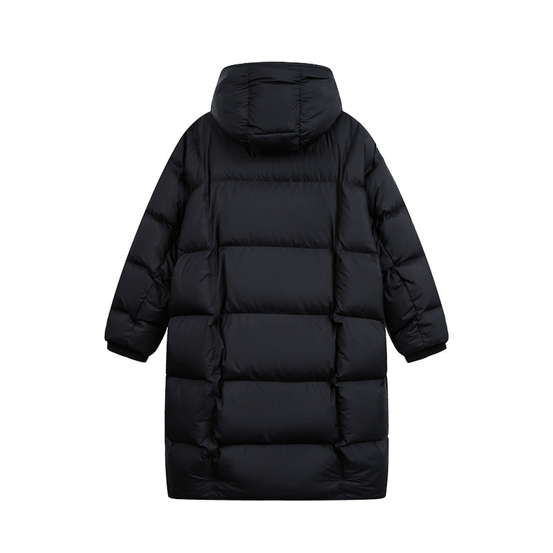 Damen Langer Steppmantel mit Kapuze, Oversize Thermoisolierung Shop Nory