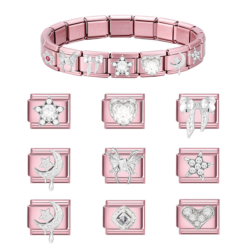 Mond- und Stern-Charm Für Modulare Armbänder mit Tropfen-Detail
