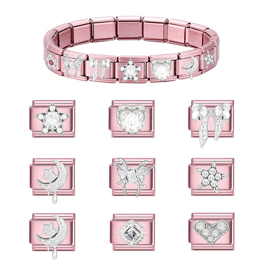 Mond- und Stern-Charm Für Modulare Armbänder mit Tropfen-Detail