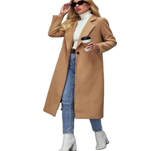 Damen Maxilanger Wollmix-Classiccoat mit minimalistischer Taillierung und verdeckter Knopfleiste Shop Nory