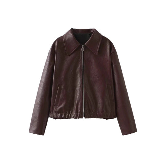 Damen Klassische Kunstlederjacke