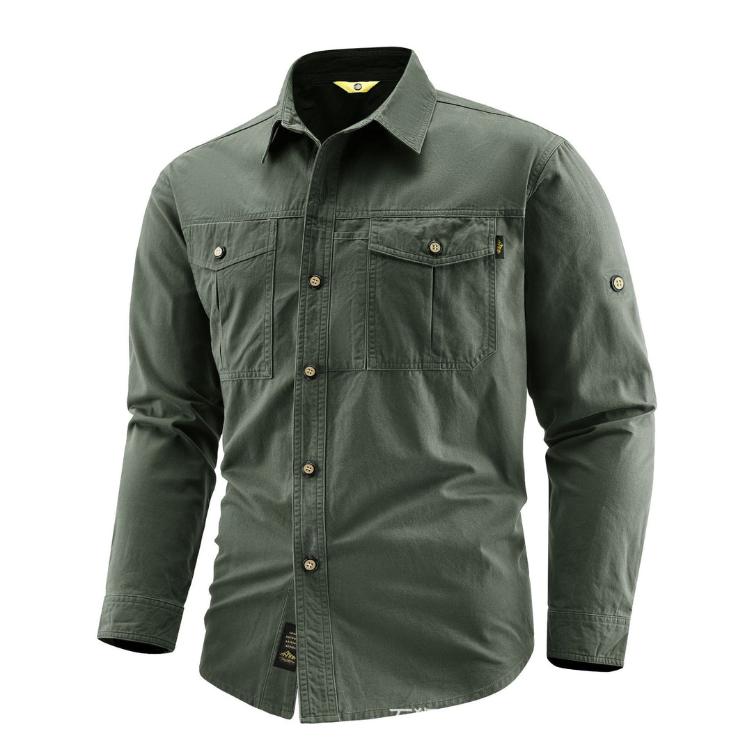Herren Canvas-Overshirt im Field‑Style mit Brustklappen und durchgehender Knopfleiste Shop Nory