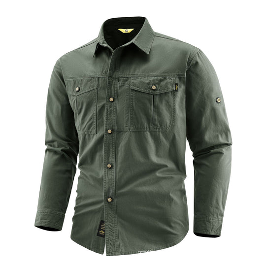 Herren Canvas-Overshirt im Field‑Style mit Brustklappen und durchgehender Knopfleiste Shop Nory