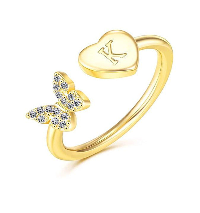 Damen Ring mit Schmetterlingsdesign und Herzmotiv Shop Nory
