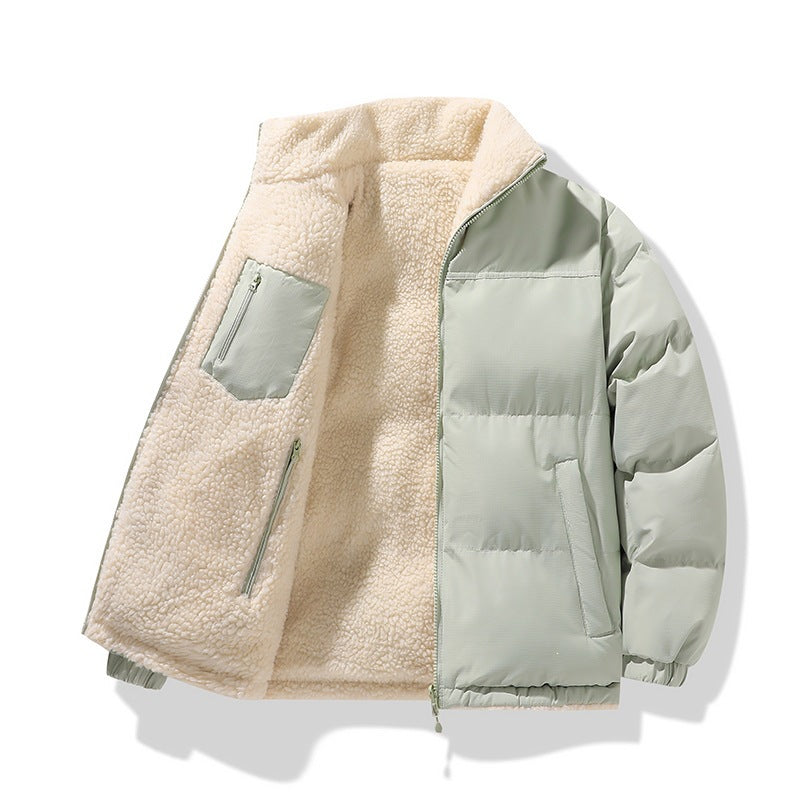Unisex Wattierte Bomberjacke mit Teddyfutter und verdeckten Innentaschen Shop Nory