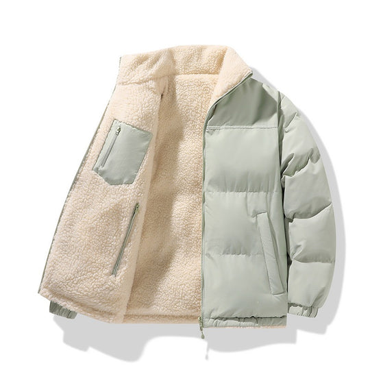 Unisex Wattierte Bomberjacke mit Teddyfutter und verdeckten Innentaschen Shop Nory
