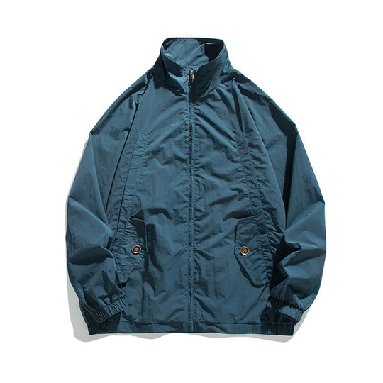 Herren Leichte Oversize-Fieldjacke aus technischem Nylon mit Stehkragen, verdecktem Reißverschluss und Pattentaschen Shop Nory