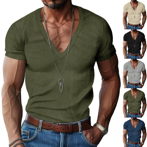 Herren Kurzarm V-Ausschnitt T-Shirt