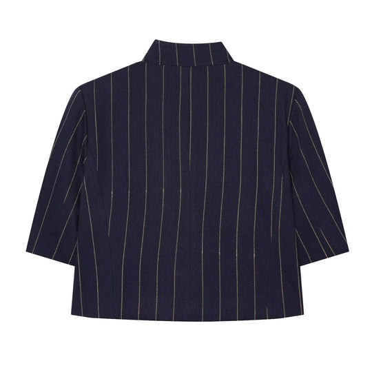 Damen Kurzblazer im Boxy-Cut mit Stehkragen und Nadelstreifen Shop Nory