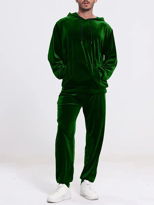 Herren nan Velours-Freizeitanzug mit Kapuzenpullover und lässiger Jogginghose Shop Nory