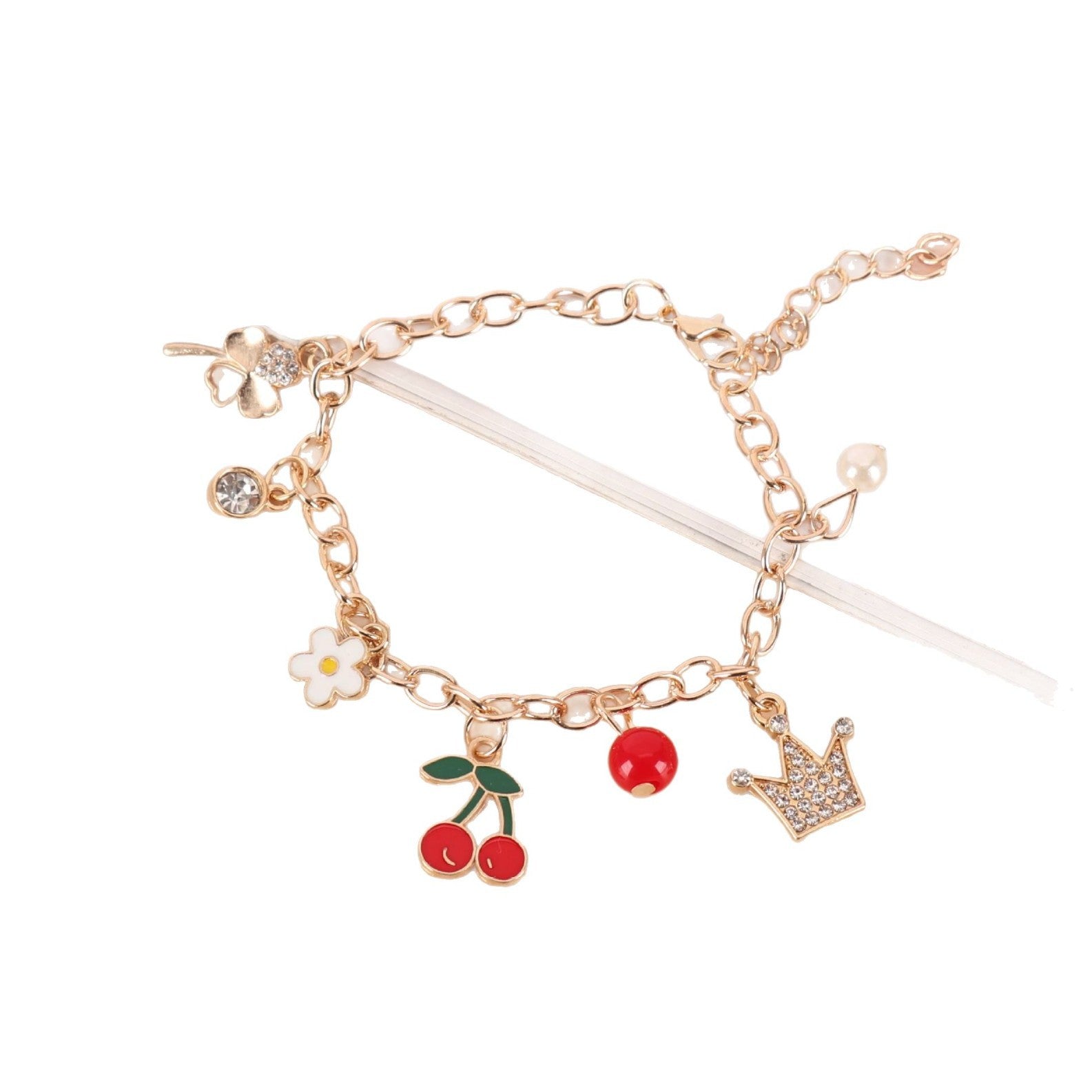 Zierliches Armband-Set mit Kristall-Kreis und Onyx-Imitat