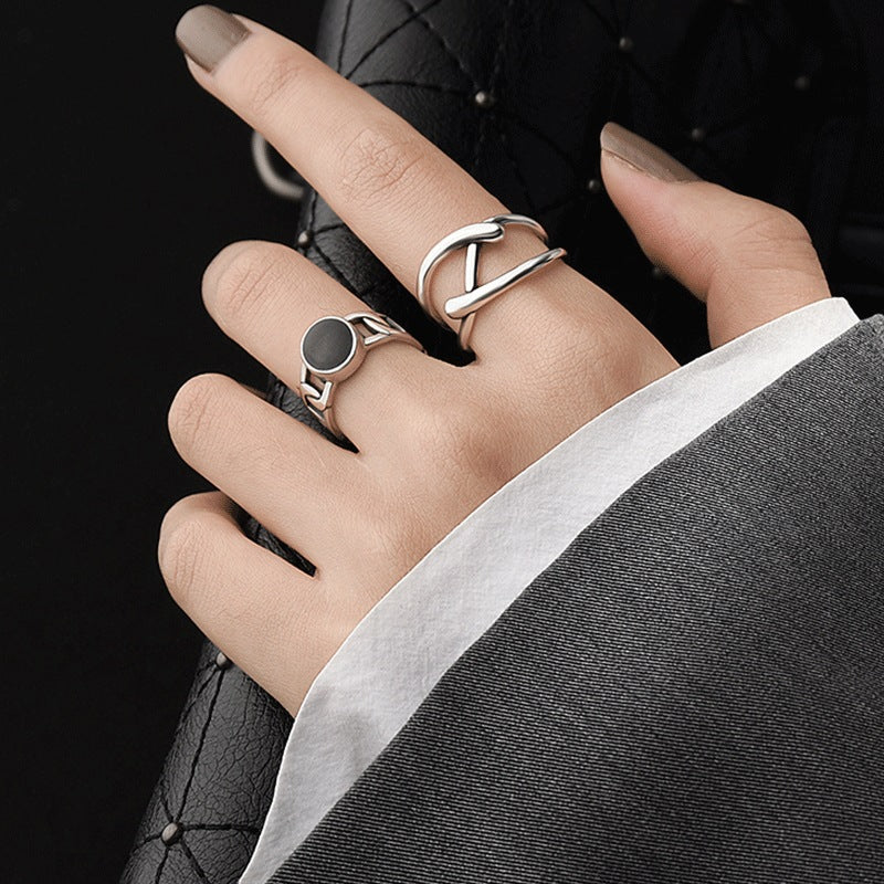 Damen Ringset mit modernem Design und elegantem Onyx-Shop Nory