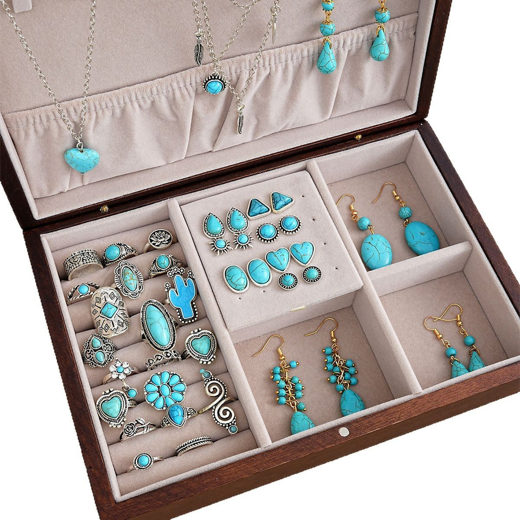 Damen Schmuckkasten mit detaillierten Fächern für eleganten Hand- und Ohrschmuck Shop Nory