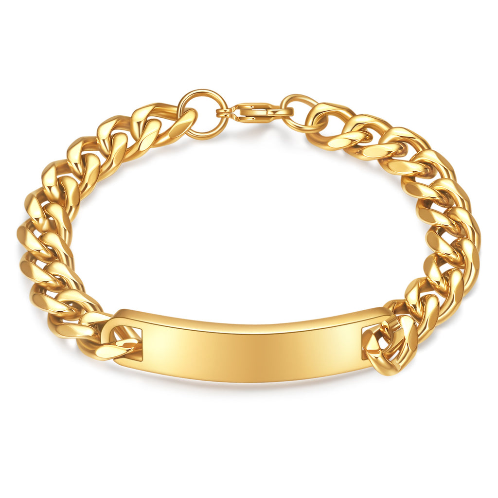 Herren Armband mit modernem Gliederdesign und gravierbarem Plättchen Shop Nory