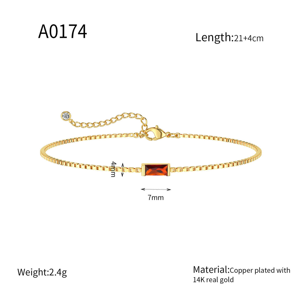 Zierliches Armband mit Rechteckigem Zirkonia und Verlängerungskettchen