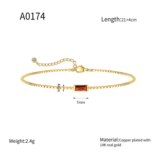 Zierliches Armband mit Rechteckigem Zirkonia und Verlängerungskettchen