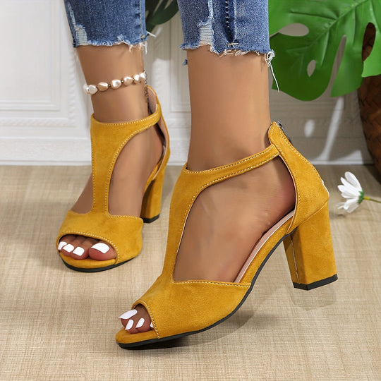 Damen Absatzsandalen mit transparenten Riemen und glitzerndem Akzent