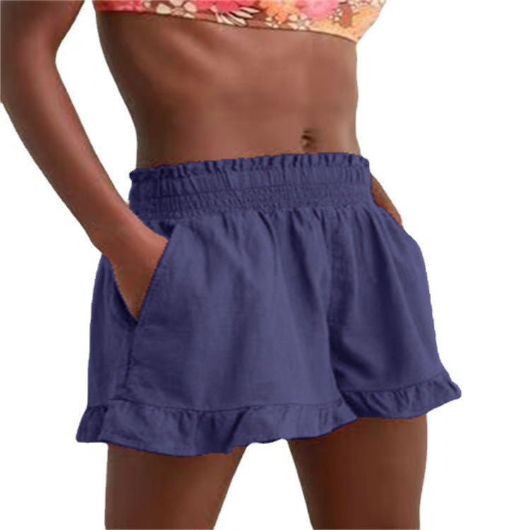 Damen Lockere Shorts mit Volant und Taschen