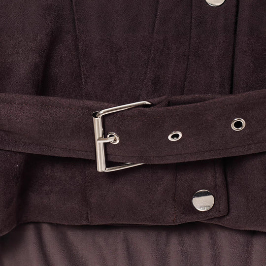 Damen Kurzjacke im Bikerstil aus Velourslederoptik mit Taillengürtel Shop Nory