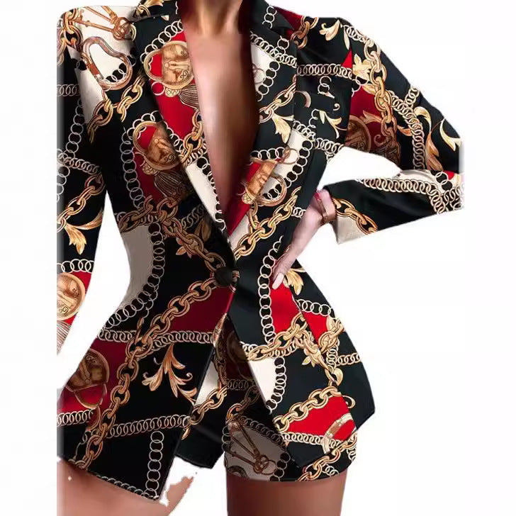 Damen taillierter Zebra-Muster-Longblazer mit betonter Taille und Single-Button Shop Nory