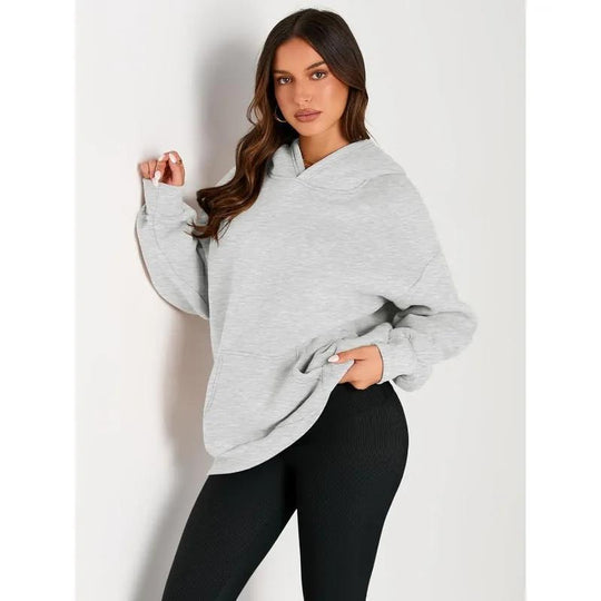 Damen nan oversized Kapuzenpullover mit verlängerter Silhouette und Kängurutasche Shop Nory