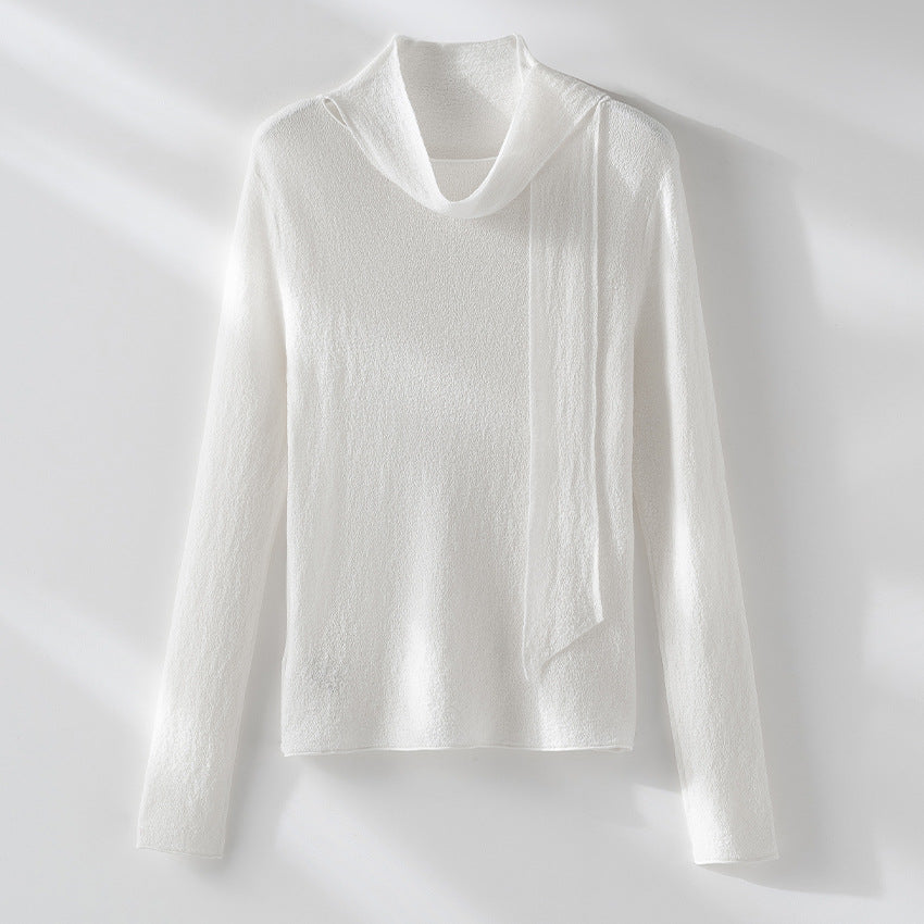 Damen Feinstrickpullover mit asymmetrischem Schlauchkragen und drapierter Schalbahn Shop Nory