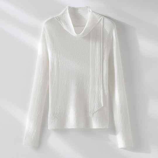 Damen Feinstrickpullover mit asymmetrischem Schlauchkragen und drapierter Schalbahn Shop Nory