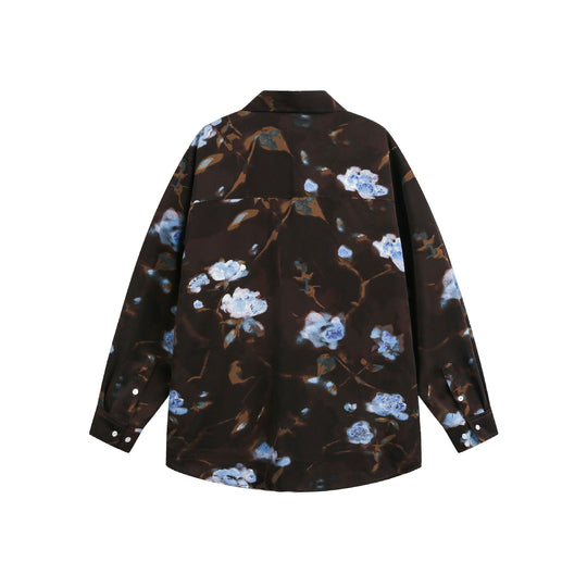 Damen Oversize-Hemdbluse mit floraler Aquarell-Print und Brusttasche Shop Nory