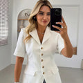 Damen Modische Blazerjacke mit kurzen Ärmeln
