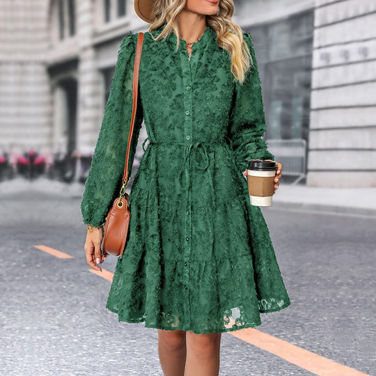Damen Elegantes Langarmkleid mit Rüschen Shop Nory