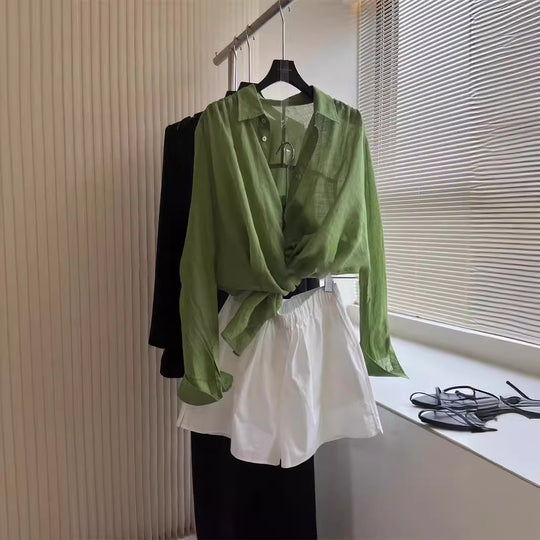 Damen Leichte und luftige Bluse aus reinem Leinen Shop Nory