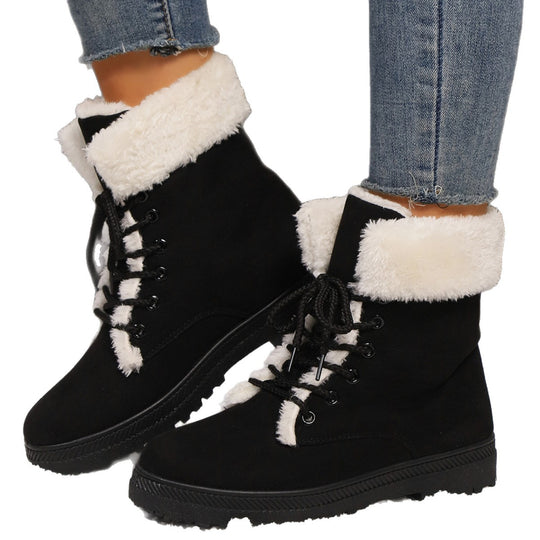 Damen Gefütterte Schnür-Boots mit Kunstfellkragen und robuster Profilsohle Shop Nory