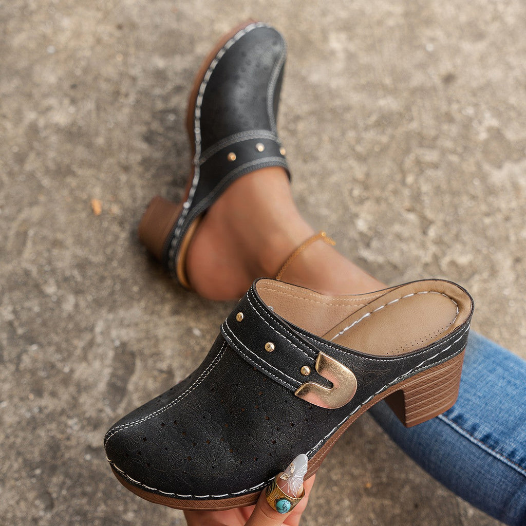 Damen Hohe Clogs mit floralem Muster und ergonomischem Fußbett