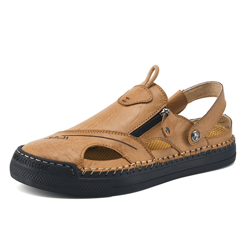 Herren Atmungsaktive und bequeme Leder-Sandalen mit verstellbarem Riemensystem