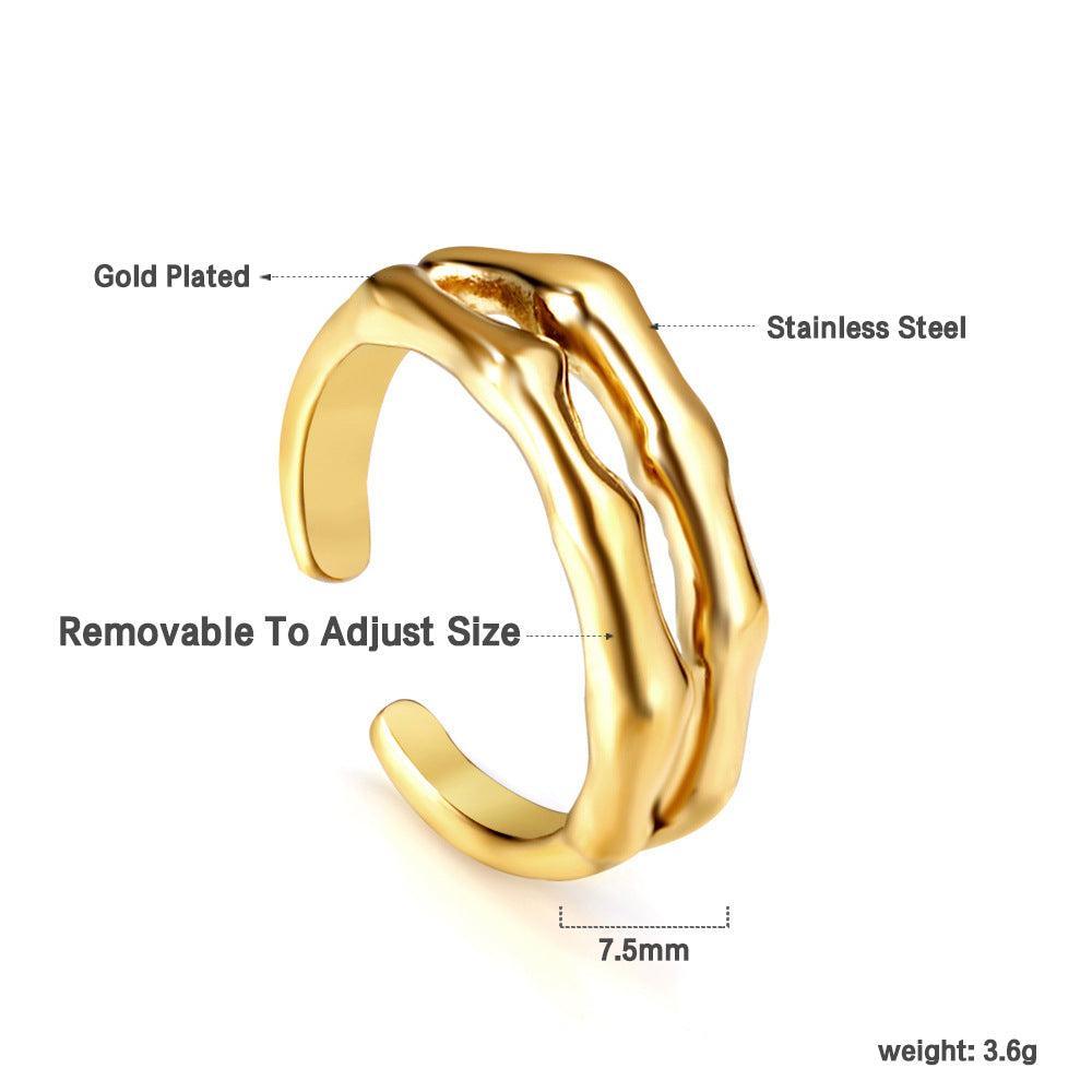 Damen Ring mit doppeltem Knoten-Design und elegantem Goldakzent Shop Nory
