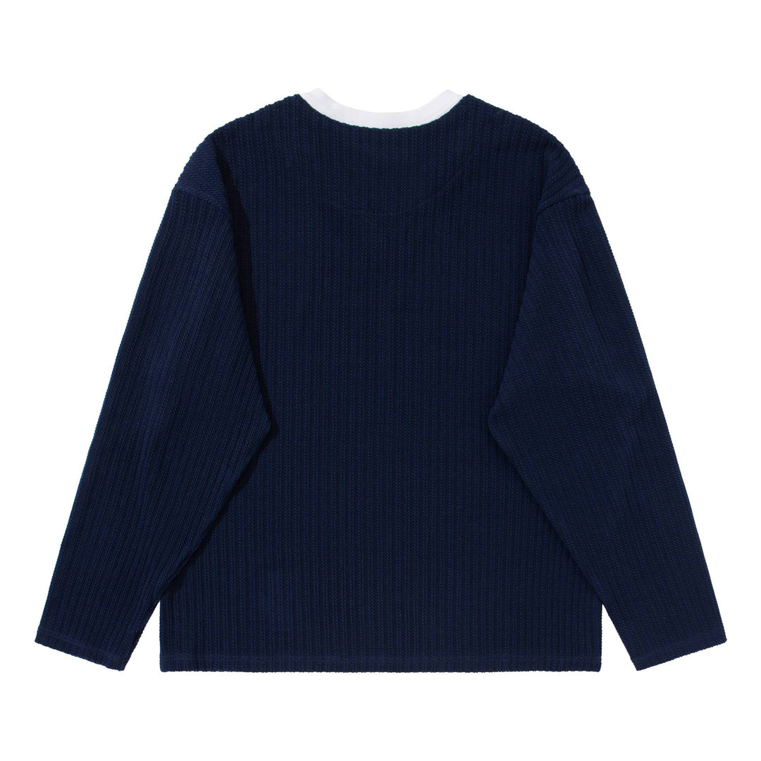 Unisex Gerippter Langarmpullover mit V-Notch und eingesetztem Rundhals-Underlayer Shop Nory