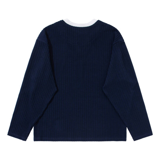 Unisex Gerippter Langarmpullover mit V-Notch und eingesetztem Rundhals-Underlayer Shop Nory