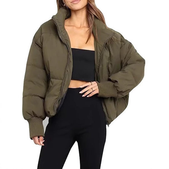 Damen Gesteppte Kurzjacke mit Stehkragen, wattierter Füllung und elastischen Bündchen Shop Nory