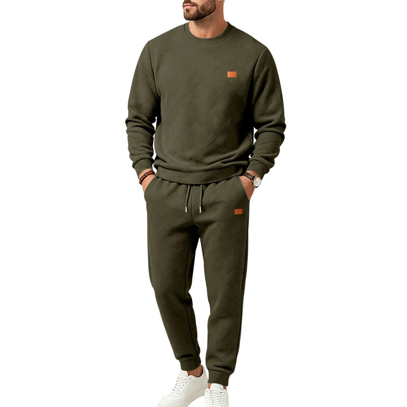 Herren Gemustertes Komfort-Sweatset mit Rundhals-Sweatshirt und Kordel-Jogginghose Shop Nory