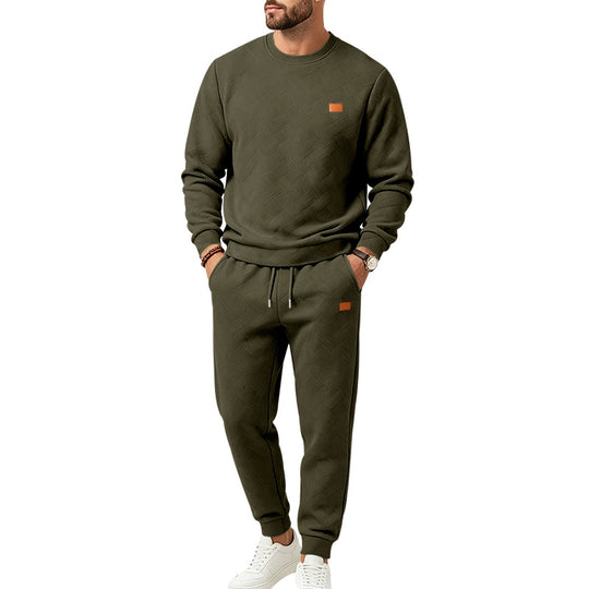 Herren Gemustertes Komfort-Sweatset mit Rundhals-Sweatshirt und Kordel-Jogginghose Shop Nory