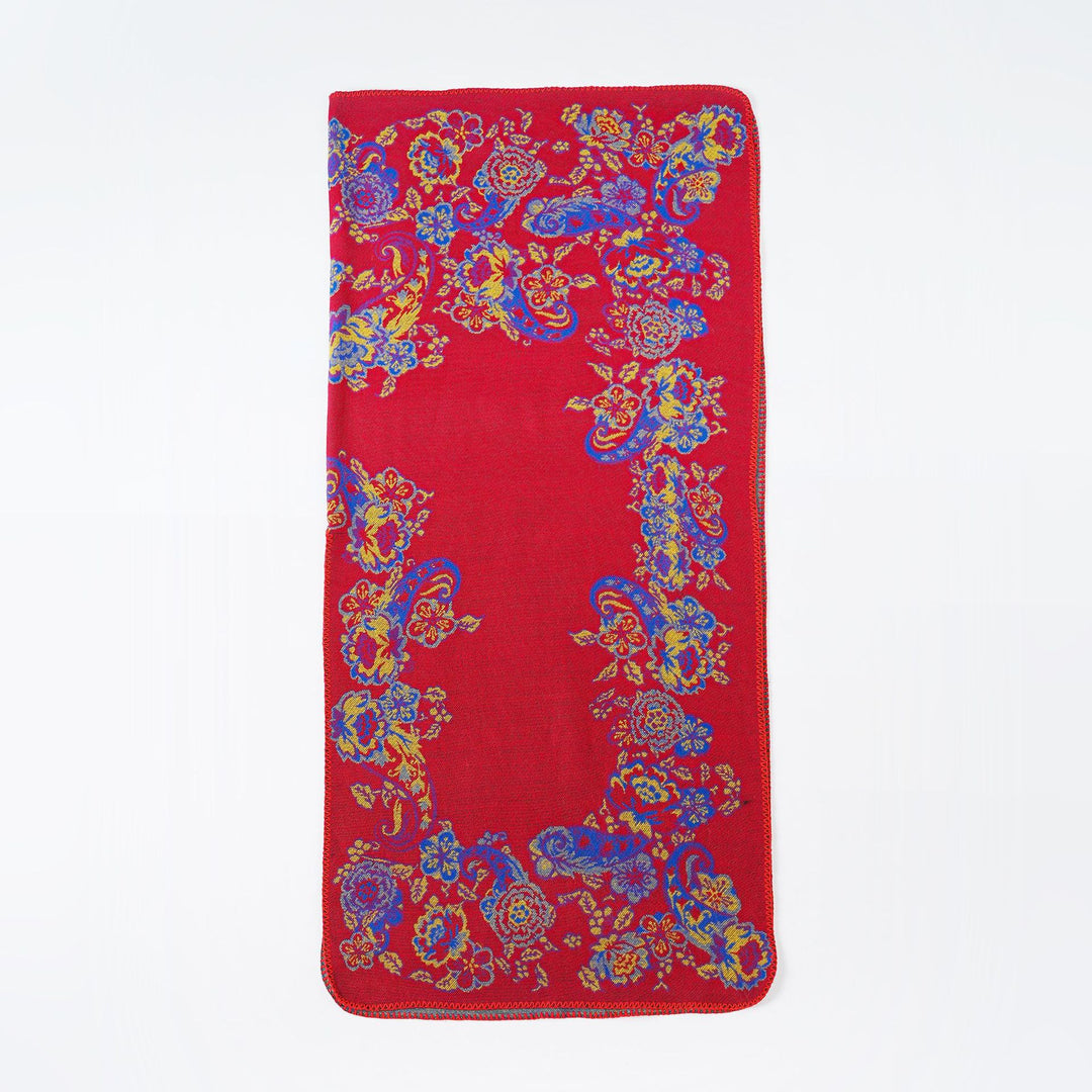 Damen Jacquard-Poncho aus Wollmix mit floraler Musterung und Kettelkante Shop Nory
